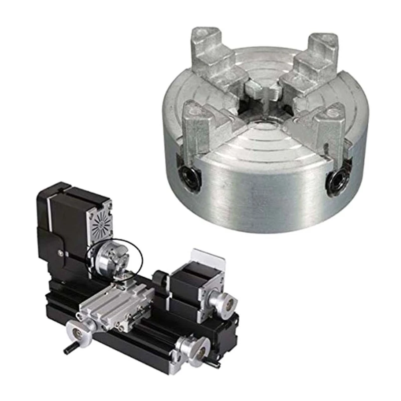 

4 Jaw Lathe Chuck Turning Clamp Zinc Alloy Drilling Tool Threaded Back