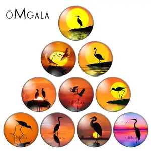 Новый узор в виде фламинго на закате, 10 шт., 10 мм, 10 мм, 12 мм, 14 мм, 16 мм, 18 мм, 20 мм, Круглое стекло, кабошон, демонстрация, плоская задняя часть