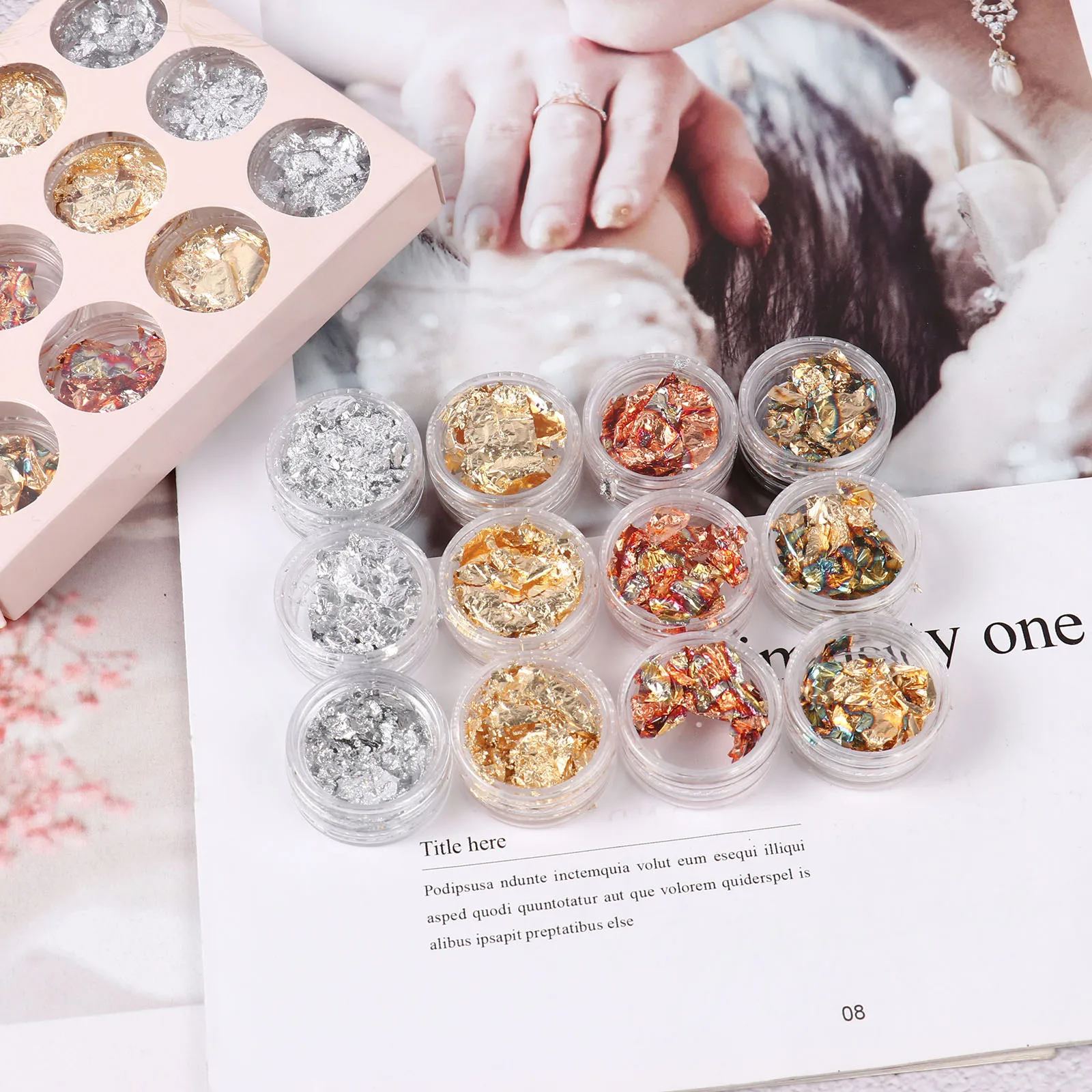 12/24 Блестки для ногтей цветные золотые листья фольга бумага декоративные блестки