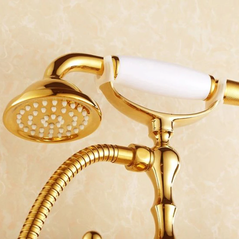 Смесители для душа золотой кран ванной комнаты латунный телефон с настенным