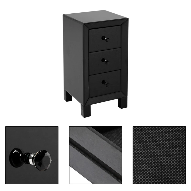 Современный Зеркальный тумбочка с 3 ящиками прикроватный столик для спальни