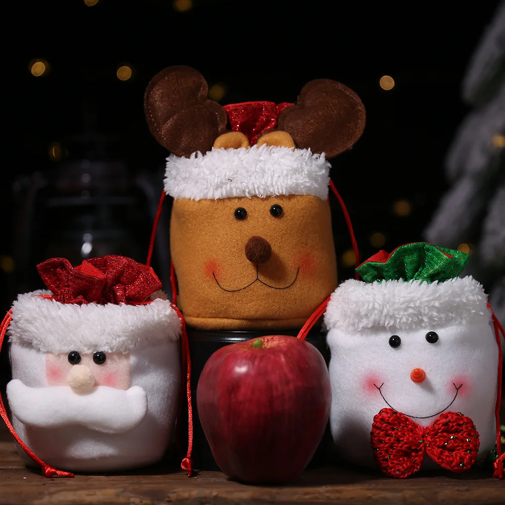 Hao shell-bolsa de arpillera para ni&ntilde;os, suministros creativos de decoraci&oacute;n navide&ntilde;a, de arpillera, de apple, caramelo viejo, bolsa de regalo-1