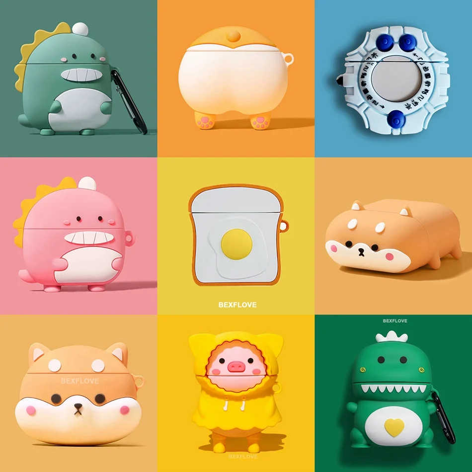 3D чехол для наушников Airpods 2 силиконовый с милой собачкой из мультфильма Apple Air pods