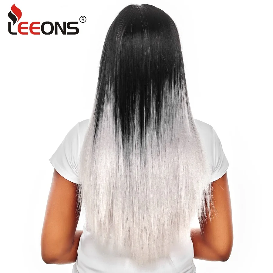 Leeons 26 &quotдлинный женский синтетический серый парик косплей волос бордовый Омбре