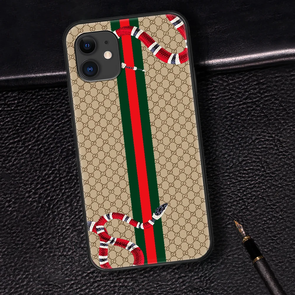 

Italian Luxury Brand Snake Tiger Phone Case For Iphone 5 5S SE 2020 6 6S 7 8 Plus 11 12 Mini X XS XR Pro Max black Cell Tpu
