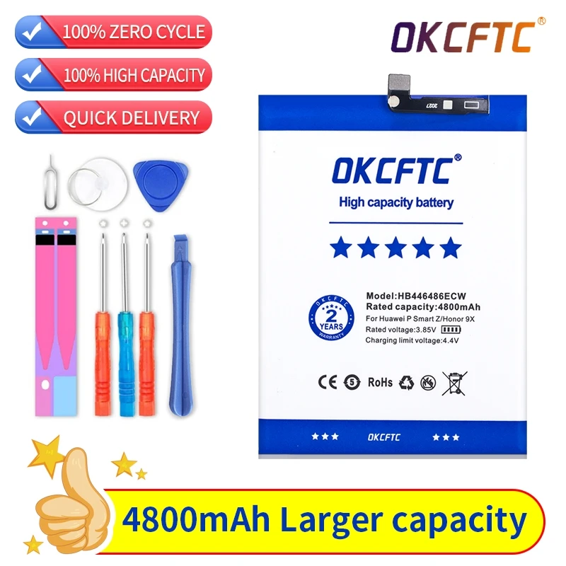 

OKCFTC 4800mAh HB446486ECW Battery for Huawei P smart Z/honor 9X/honor 9X Pro/Nova5i/Enjoy 10 Plus