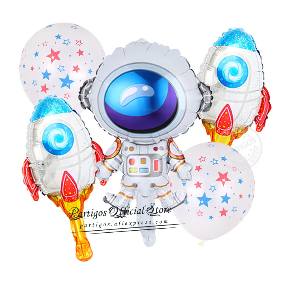 5Pcs/Set Minisize Outer Space Theme Astronaut Rocket Foil Balloons 10Inch Star Globos Kids Toy Boys Birthday Party Decorations image 3