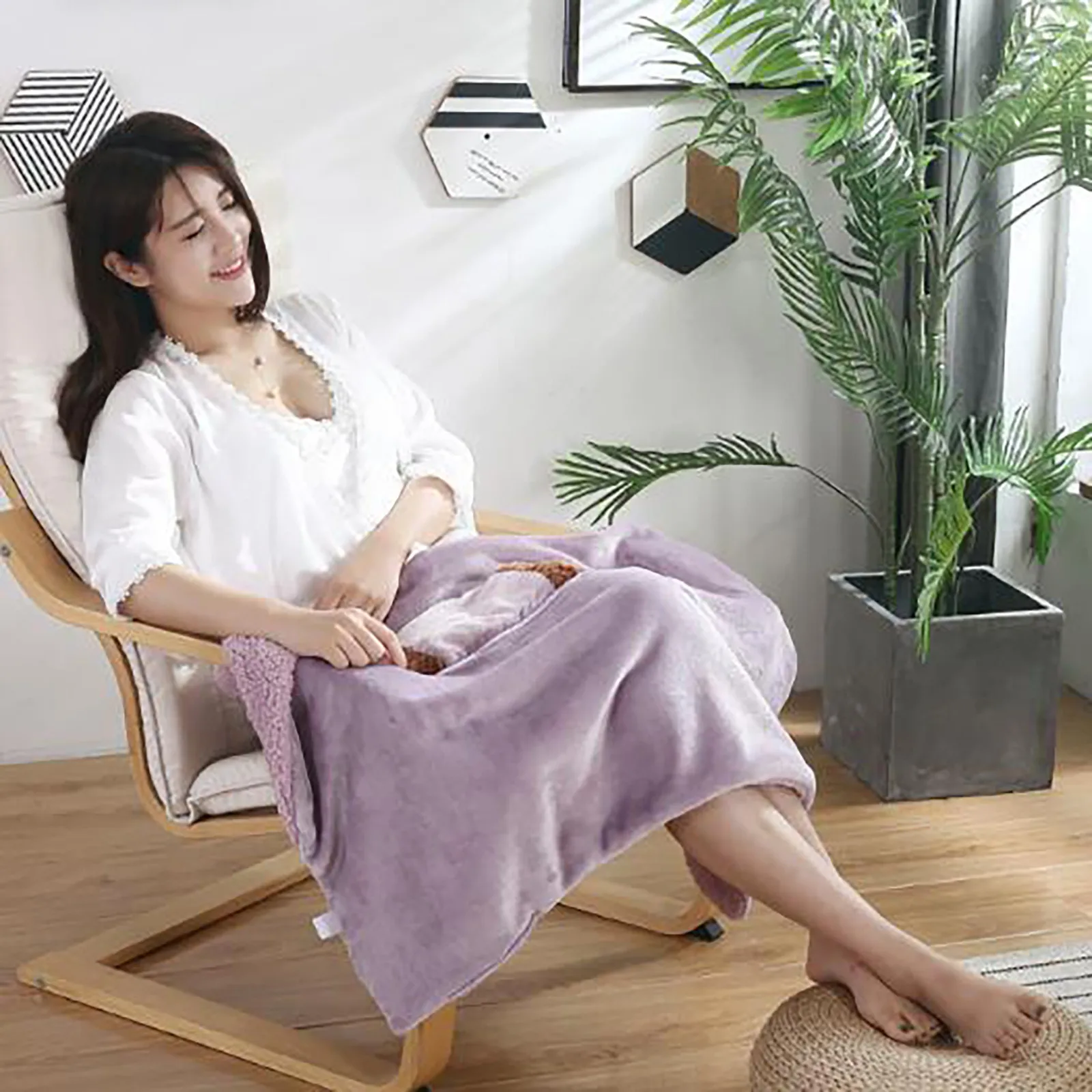

Electric Blanket With Pocket Electric Shawl USB Heating Mat Soft Cashmere Blanket Office Woman Nap Shoulder Thigh Cover Pad