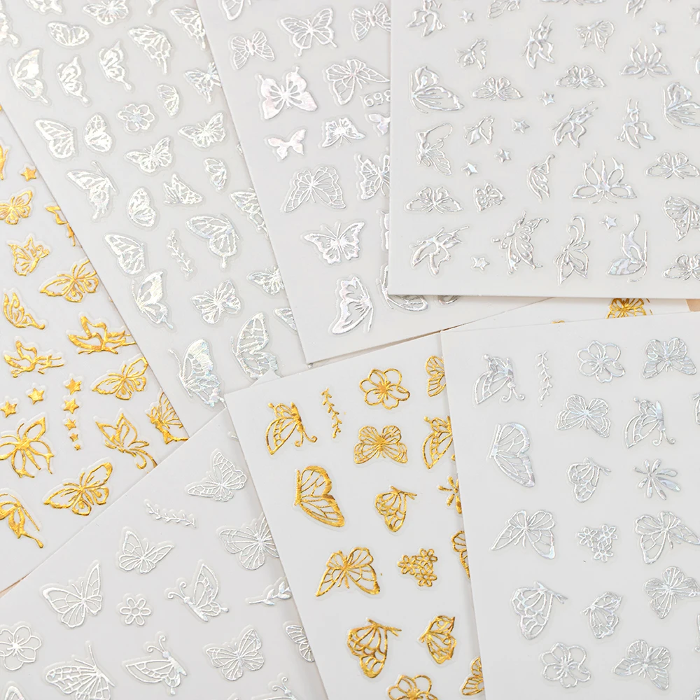 Новинка 3D бронзовая Бабочка искусство ногтей фотоклейкие слайдеры наклейка для