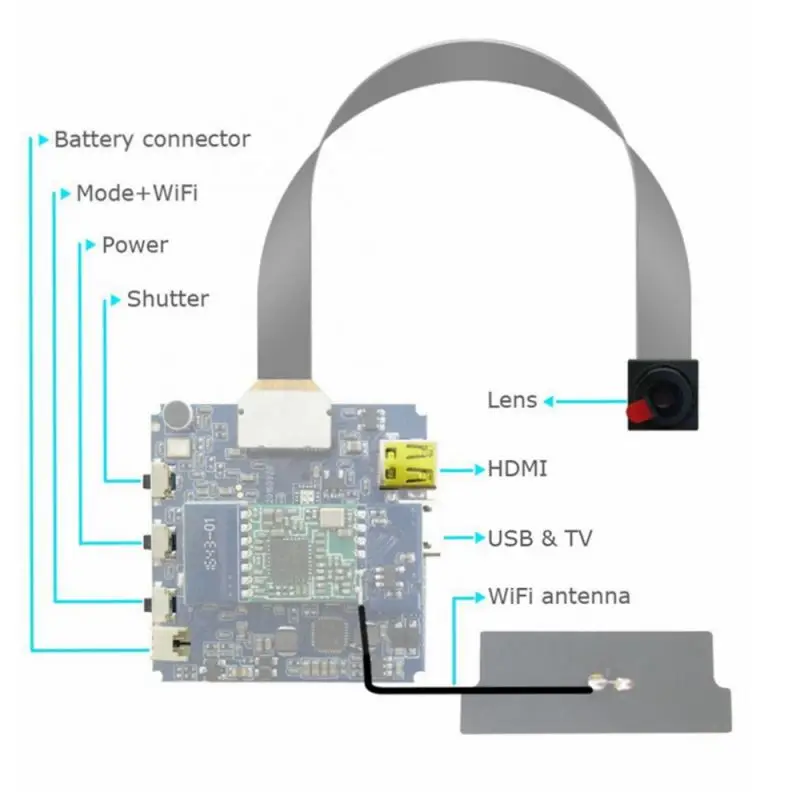 Широкоугольный беспроводной цифровой видеорегистратор камера 16 МП 4K Wi-Fi P2P