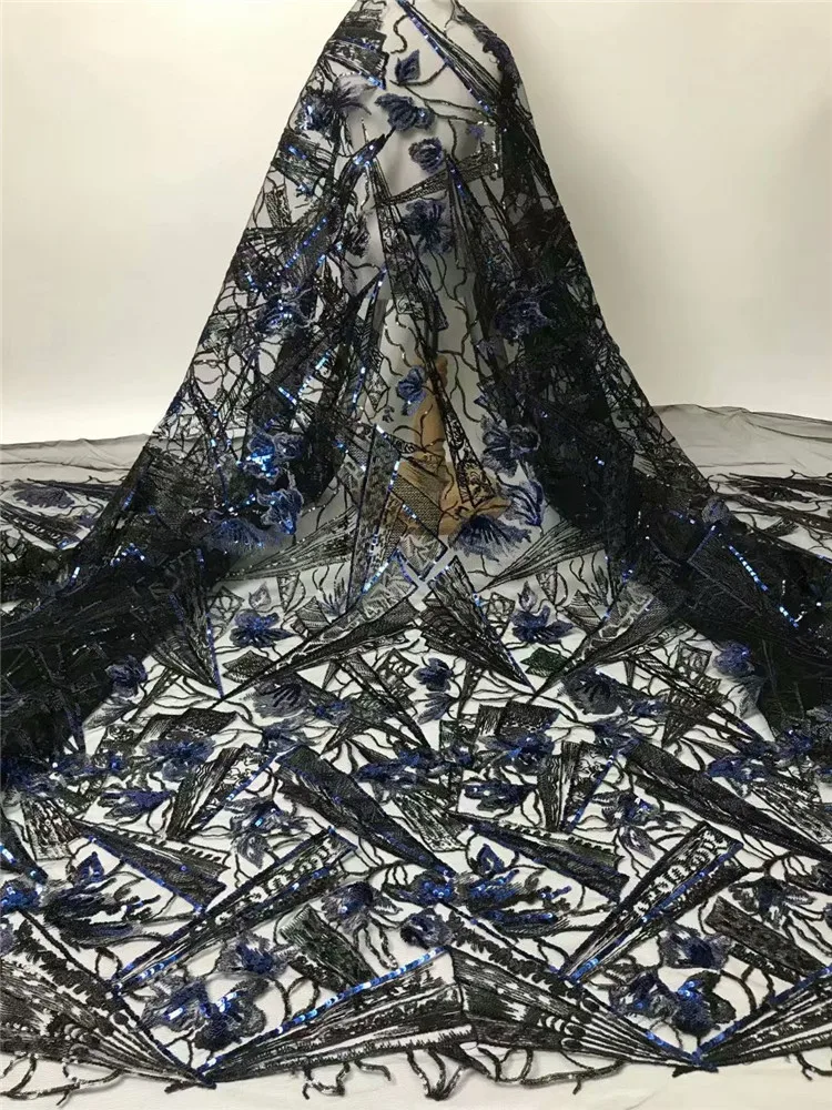 

French Sequins Lace Fabric African Lace Fabric High Quality Nigerian Lace Fabric 5 Yards For Wedding Dress FD299