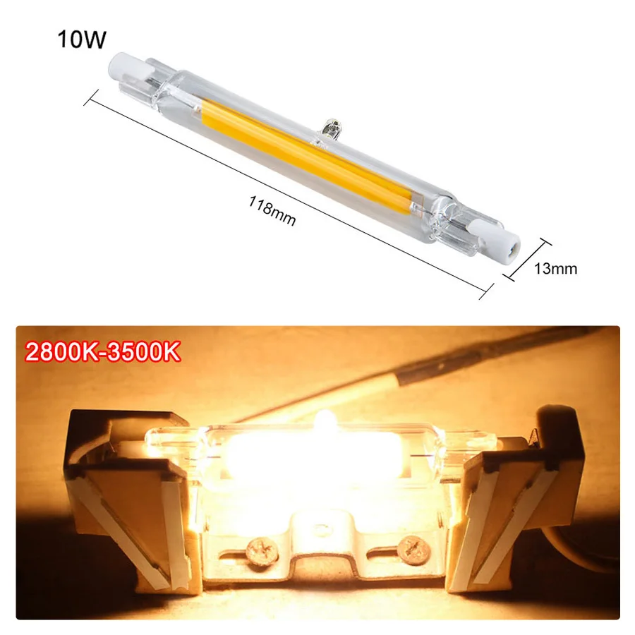 118mm 10W warm white R7S СВЕТОДИОДНЫЙ R7S 78 мм 118 мм 5 Вт 10 Вт J78 J118 COB AC 220 В-240 В светодиодный светильник со стеклянной трубкой и керамическим портом заменяет галогенный светильник 1 шт. 2 шт. 6 шт - Испускаемый цвет: 118mm 10W warm white