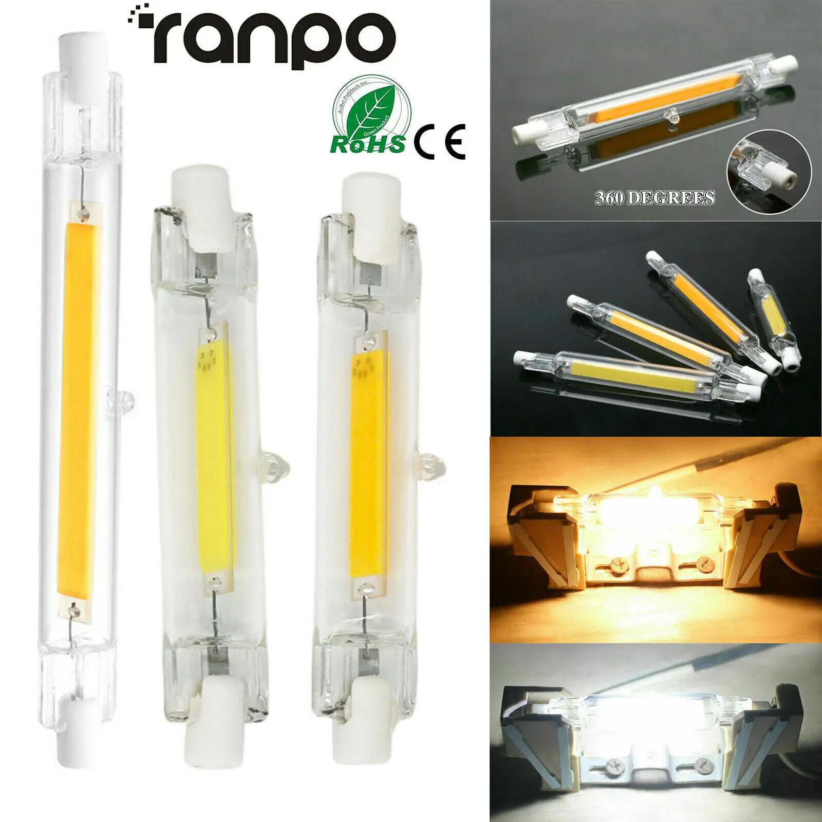 

Light Bulbs Glass Tube Floodlight 118mm Dimmable R7S LED COB 20W Cool/Warm/Natural White 220V 110V J-Type Replace Halogen Lamp