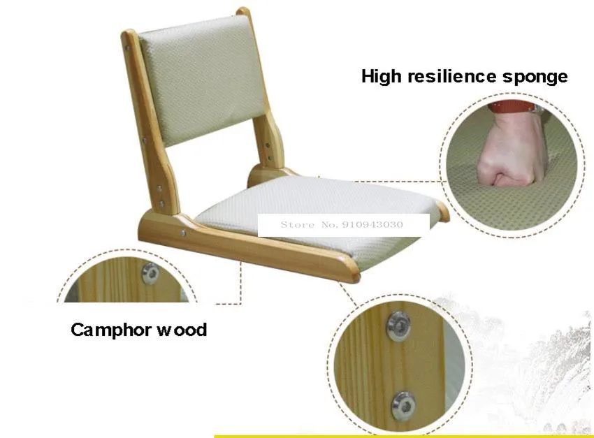 Простой однотонный деревянный складной стул в японском стиле с камфором для