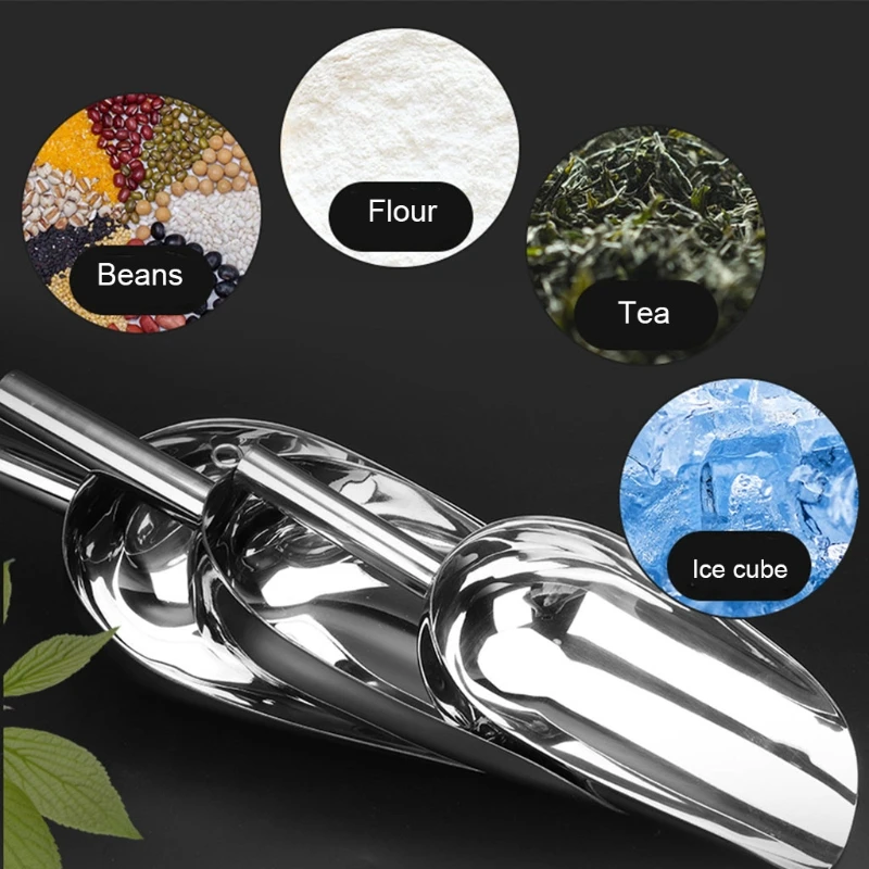 

Thick Stainless Steel Round Food Ice Cream Candy Spoons Flour Ice Cube Scooper for Kitchens Bars Buffets and Parties 1pc