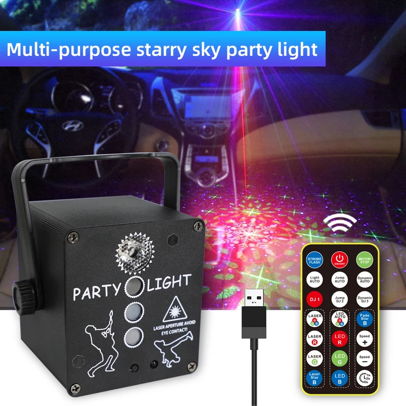 Mini DJ Disco 4 Holes RGB Laser Light Projector USB Rechargeable LED Stage Lighting Effect Party Holiday Wedding Christmas Lamp | Лампы и