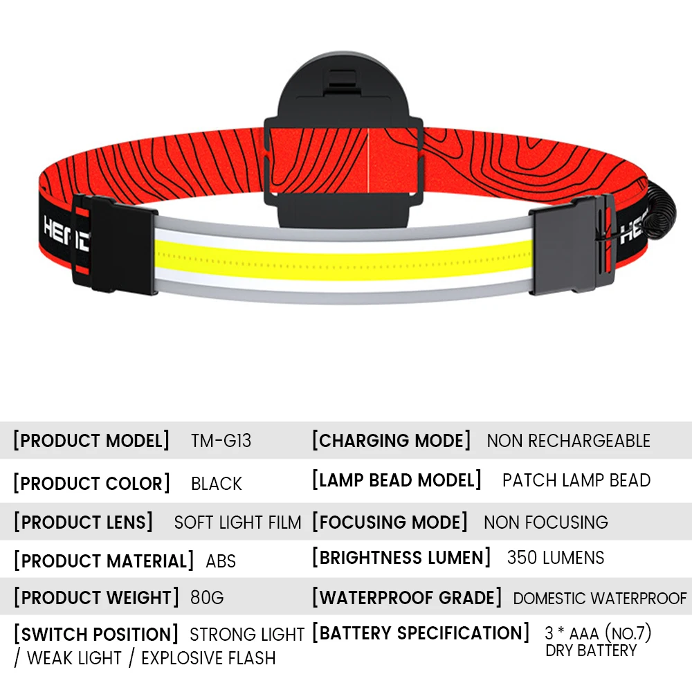 

Cob Soft Light Mini Patch Portable Running Headlight 3 AAA Battery Light Cycling Running Warning Emergency Light Camping Lantern