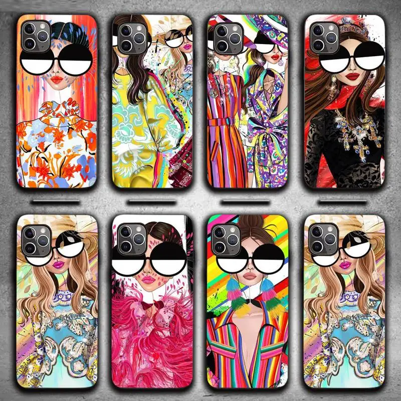 

Girl girlfriends sunglasses Phone Case for iPhone 7 8 11 12 Pro X XS XR Samsung A S 10 20 30 51 Plus pro Max mobile bags