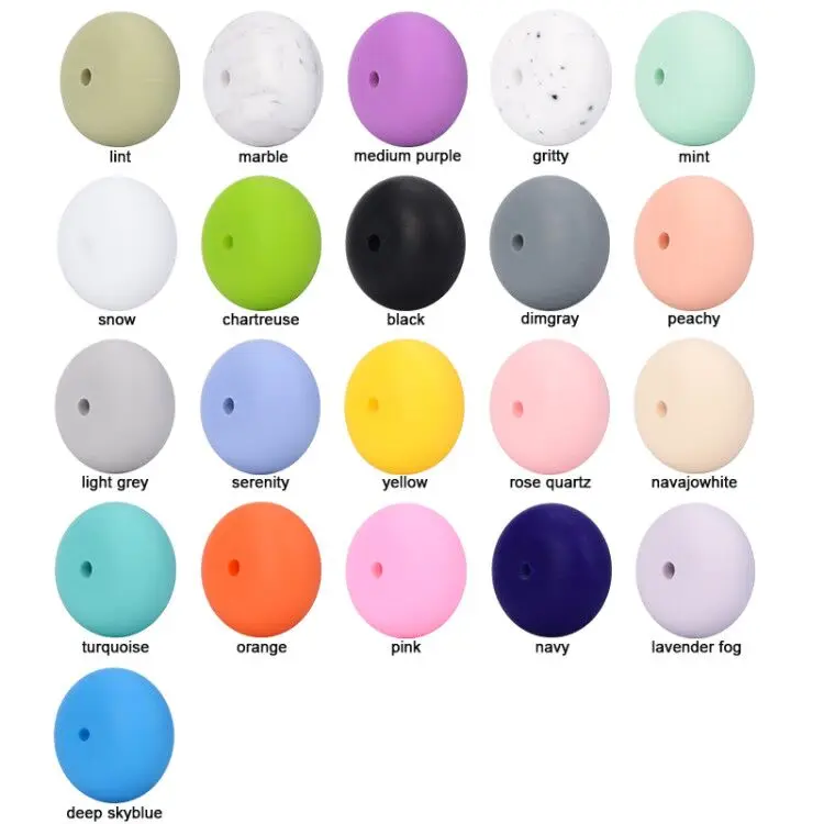 LOFCA-collar de cuentas de dentici&oacute;n de silicona para beb&eacute;, cuentas de &Aacute;baco de 19mm, sin BPA, grado alimenticio, juguetes para masticar, bricolaje, 10 Uds.-1