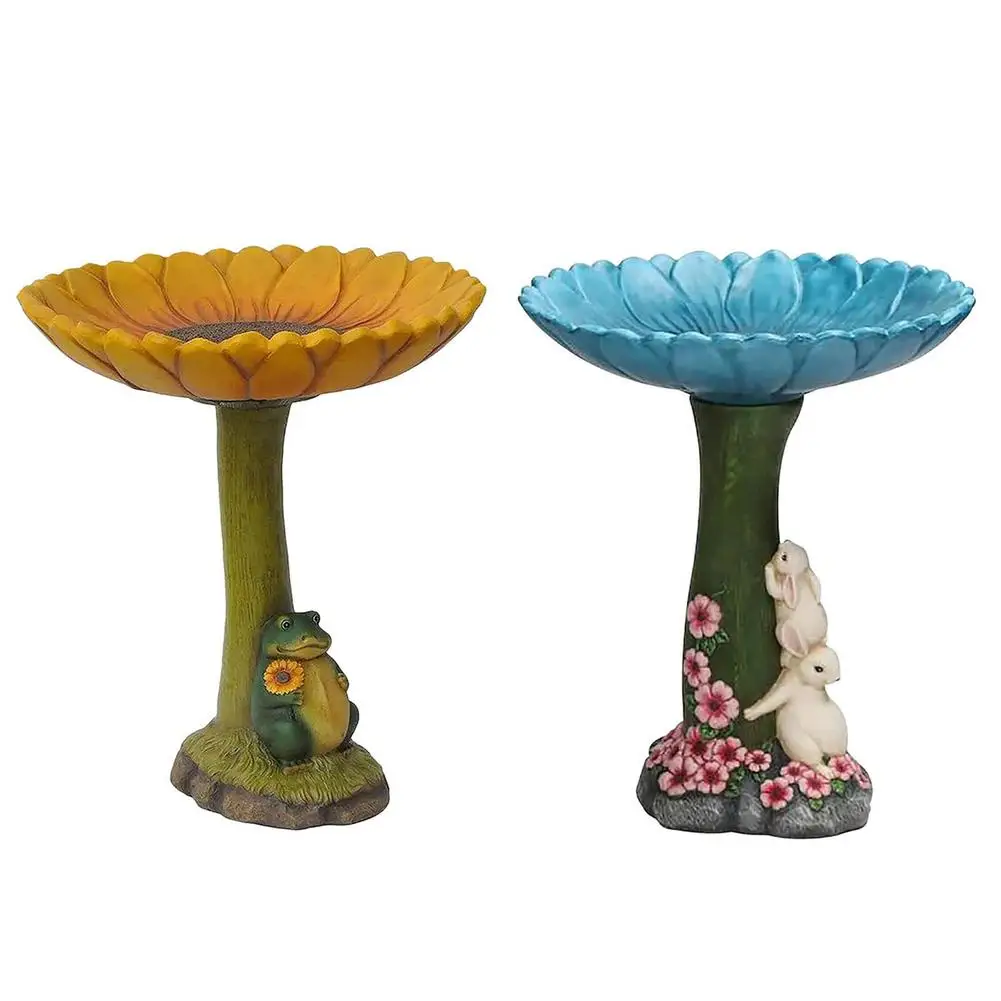 

Lotus-shaped Bird Bath Drinking Feeder Feed Bowl Hummingbird Feeder Resin Handicraft Garden Decoration Outdoor Ornaments Yard