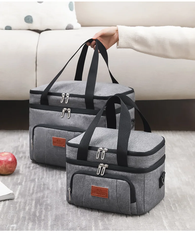 Large Capacity Lunch Bags for Women Men Lunch Box Leakproof Soft Cooler Tote Bag Oxford Cloth Double Duck Handbag for Picnic