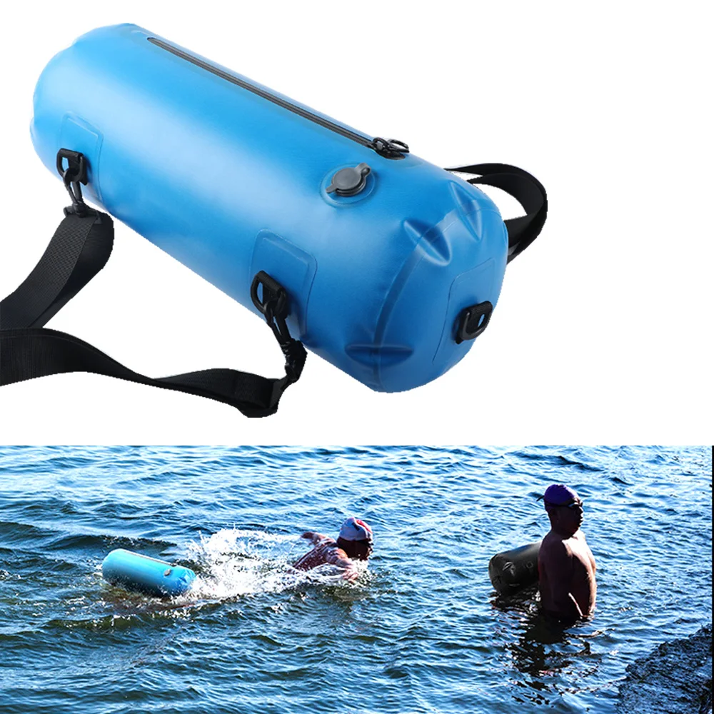 Bolsa seca impermeable de 12L, boya de seguridad para nadar, bolsa flotante de remolque, mochila para kayak, pesca, natación y derrape
