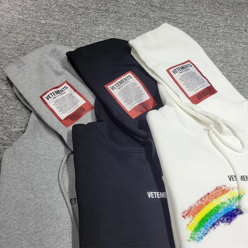 

Heavy Fabric VETEMENTS Hoodie 1:1 High Quality Oversize Hooded Embroidered Tag Sweatshirts Crewneck