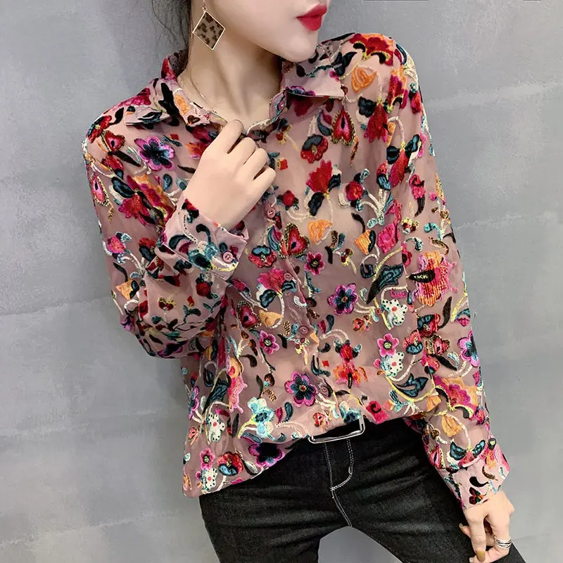 

Plus Size 3XL Floral Blouse Women Spring Autumn Long Sleeve Shirt Women Camisa Feminina Eelegant Womens Tops And Blouses C6125