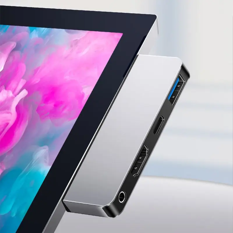 Док станция 4 в 1 USB хаб адаптер для наушников Surface Go практичный порт 3 0 Type C HDMI 5 мм| |
