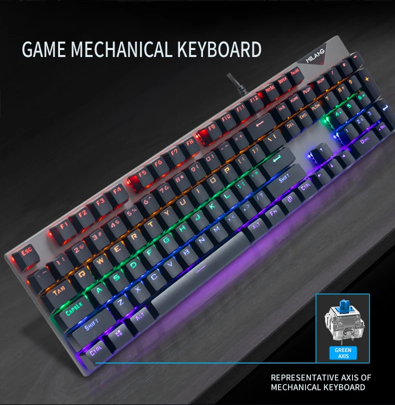 

New Gaming Mechanical Keyboard USB Wired 104 Keys Anti-Ghosting LED Backlit RGB For Tablet Desktop keycaps for mechanical