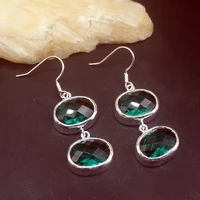 gemstonefactory big promotion single unique 925 silver green topaz dangle drop earrings jewelry for women mom 20213713