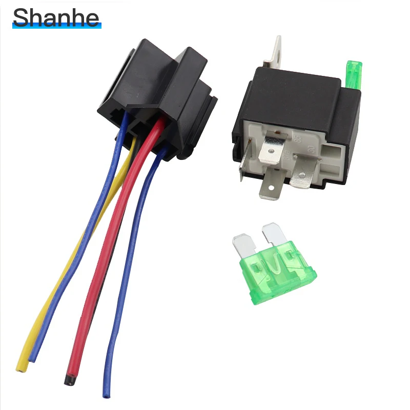 30A DC12V Предварительно проводной 4 Pin релейное монтажное основание Авто релейное гнездо держатель с 2pcs 30A Средний предохранитель