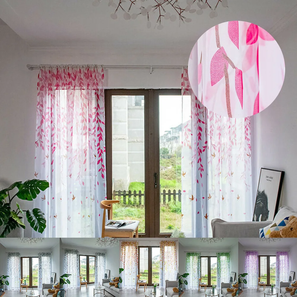 

Printed Curtain Divider String Romantic Decoration Room Polyester Sheer