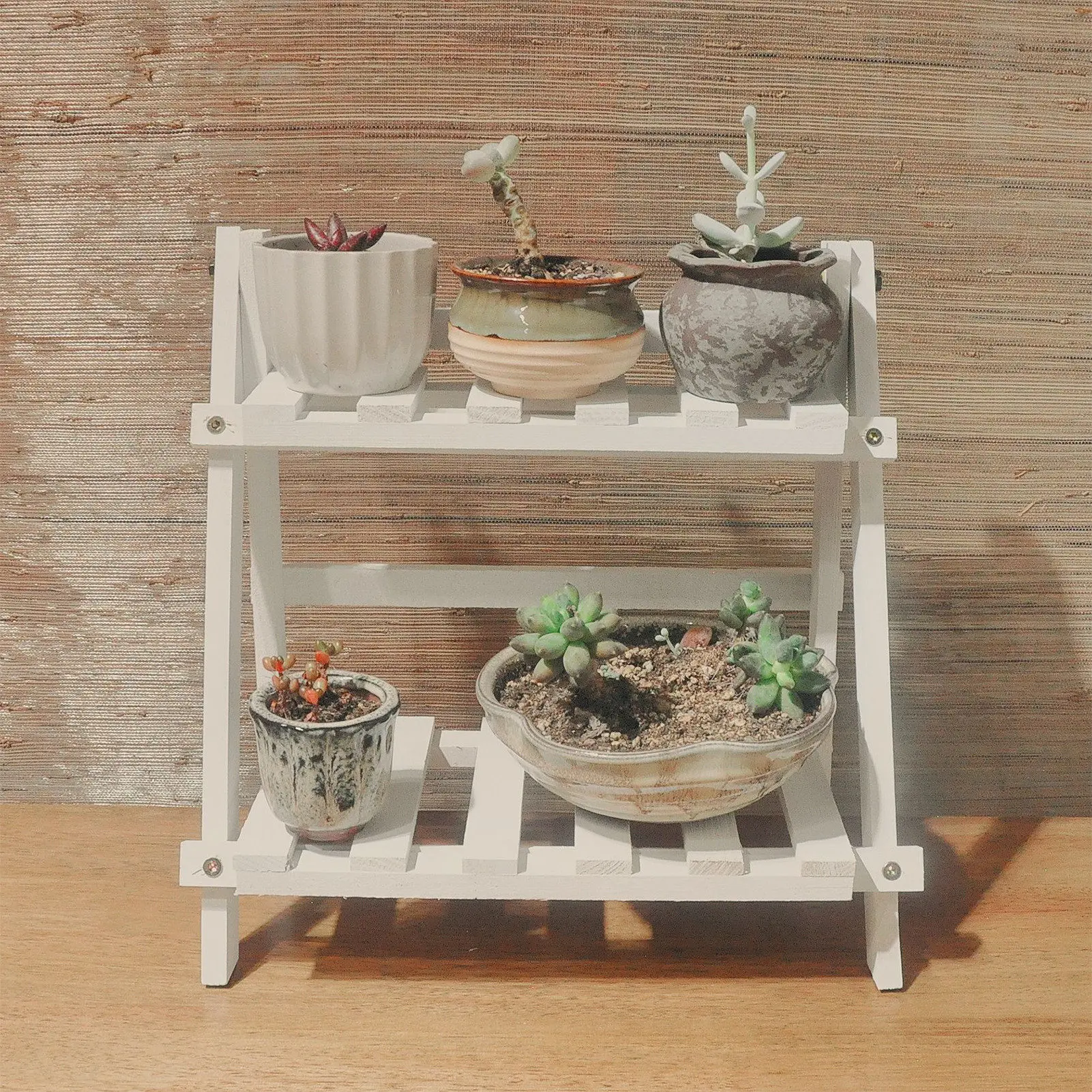 

2-Tier Wooden Plant Stand Flower Pot Display Rack Stand Shelf Multif Durable Storage Bonsai Organizer Rack For Home Garden Decor