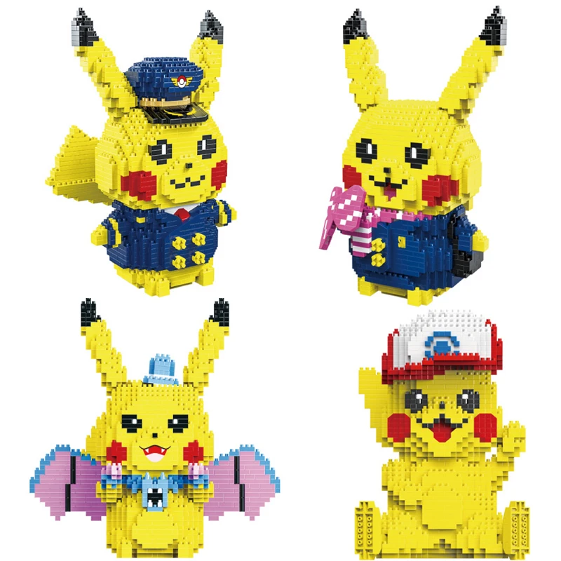 

Takara Tomy Pokemon Blocks Small Cartoon Picachu Pokemon Building Blocks Toys Model Educational Ornament Pikachu Block Brick Toy