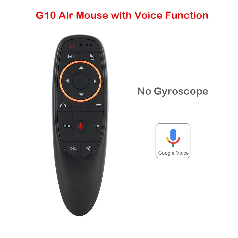No Gyroscope G10 голосовой пульт дистанционного управления Управление 2,4G Беспроводной Google микрофон Air Мышь 6-осевой гироскоп ИК-обучения для Android ТВ коробка X96 мини - Цвет: No Gyroscope