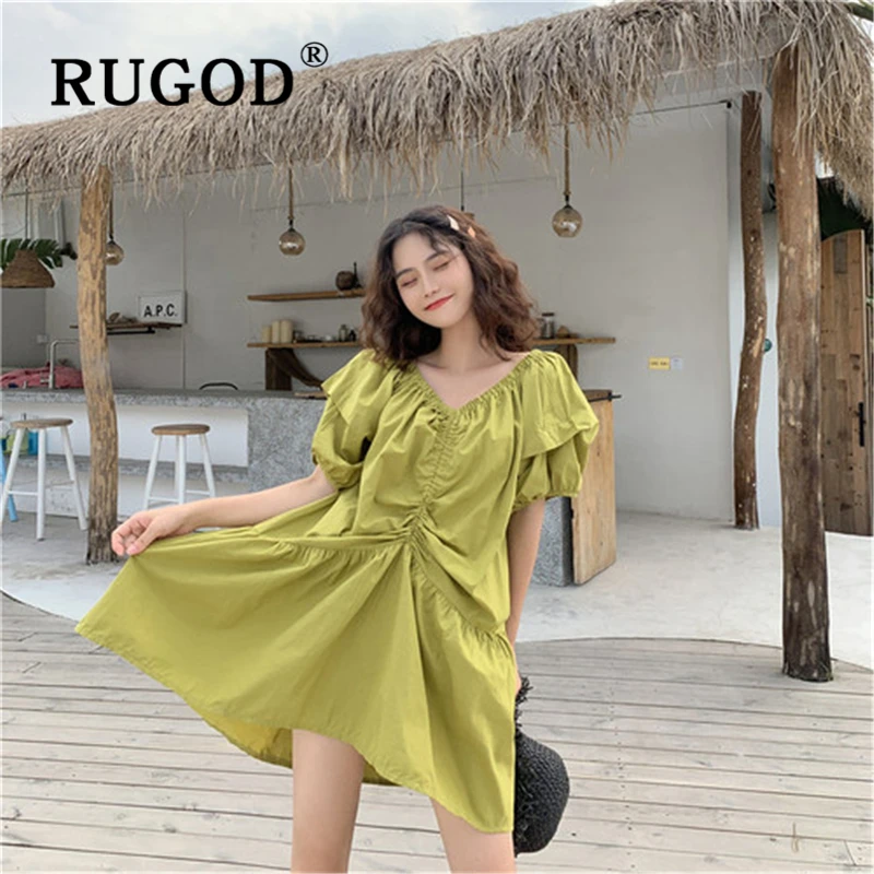 Женское платье с открытыми плечами RUGOD свободное пляжное средней длины рукавами