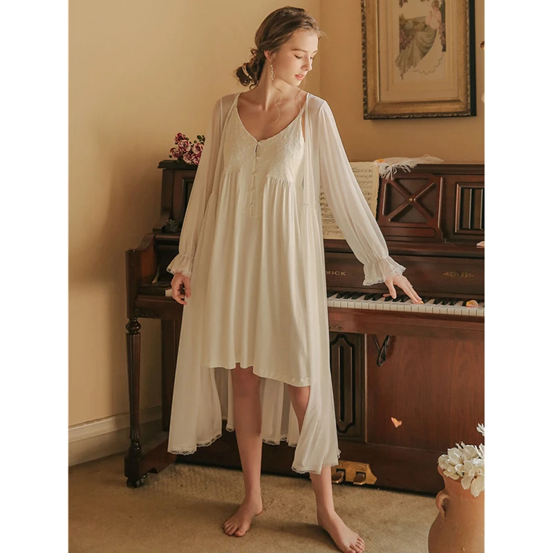 Роскошный халат комплект из двух предметов осенняя Пижама Женская домашняя