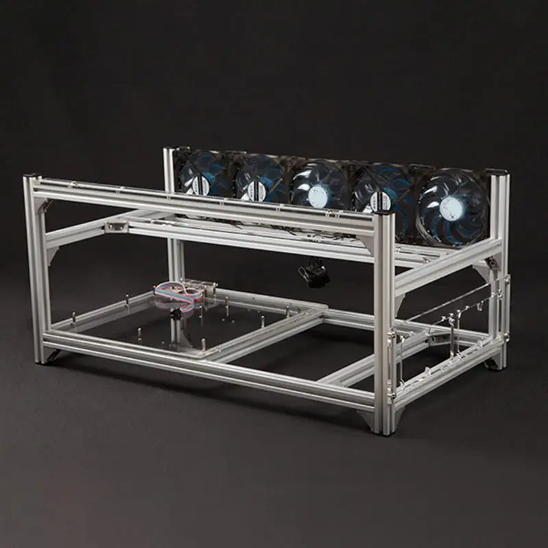 Online 12 GPU Bergbau Rig Aluminium Open Air 8 /6 GPU Miner Rahmen Fall ETH/ETC/ZEC Ethereum Zubehör Für Crypto Münze Bitcoin Rack Fall