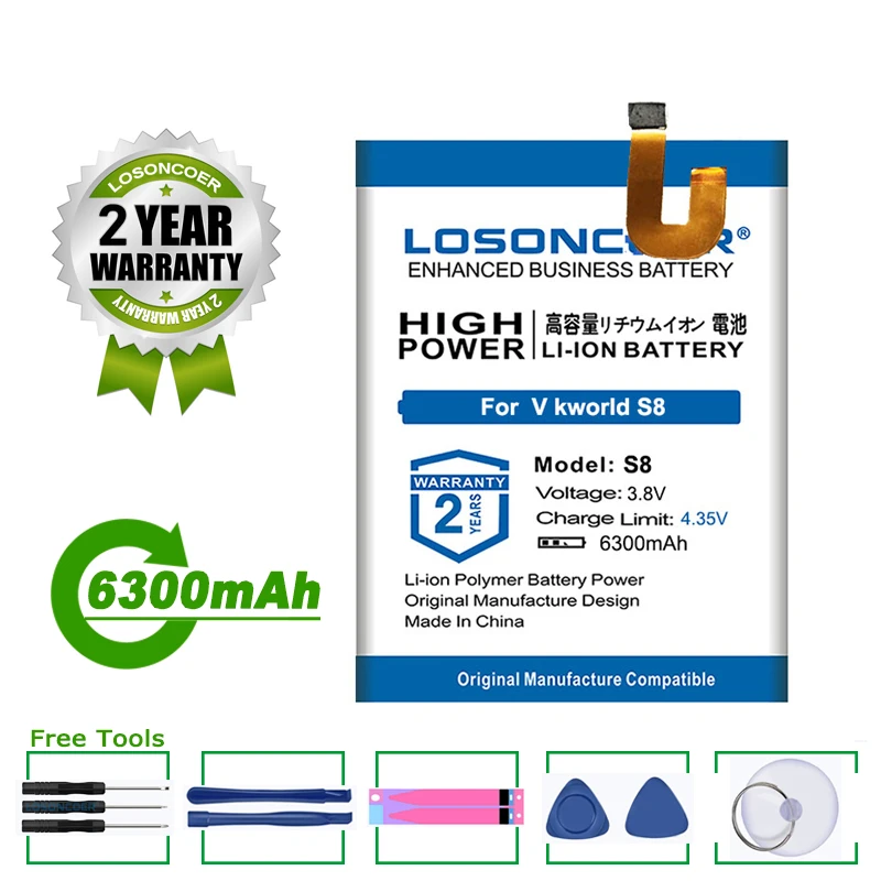Аккумулятор LOSONCOER 6300 мАч для Vkworld S8 аккумулятор MTK6750T аккумуляторы смартфонов |