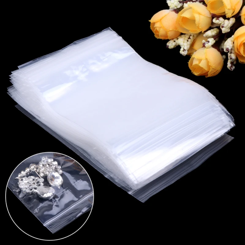 

100pcs Resealable Plastic Seal Zip Lock Bags Transparent Clear Poly Bag 7cmx10cm 652B