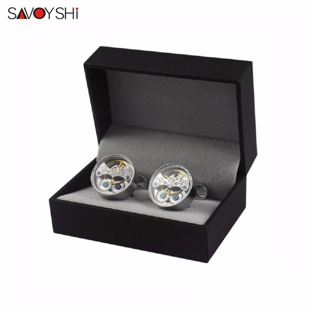 

SAVOYSHI Mechanical Watch Cufflinks for Mens French Shirt Brand Movement Cuff buttons Round Cuff link High Quality Men Jewelry