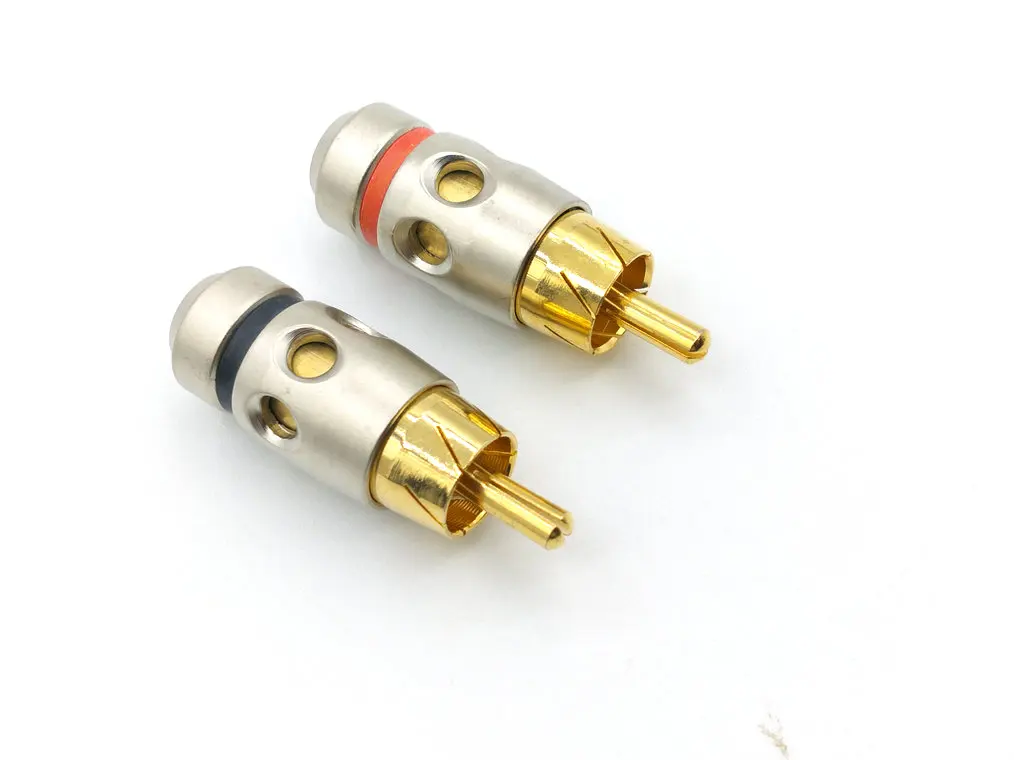 2 шт. медная RCA Вилка позолоченный аудио разъем DIY пайка|connector diy|connectors goldconnector audio |