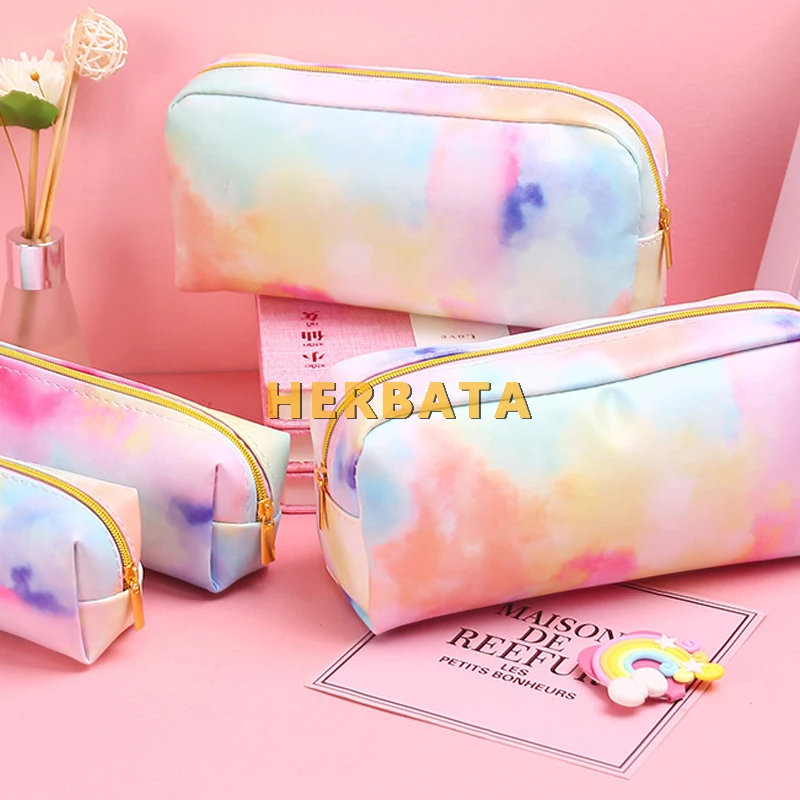 Школьный кавайный пенал сумка косметичка из искусственной кожи большой для