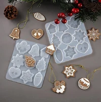 bitwbi new hot sale diy keychain list crystal epoxy mold christmas tree snowflake elk pendant jewelry silicone mold accessories