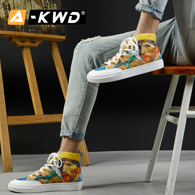 Кеды мужские высокие повседневная обувь для работы дышащие кроссовки