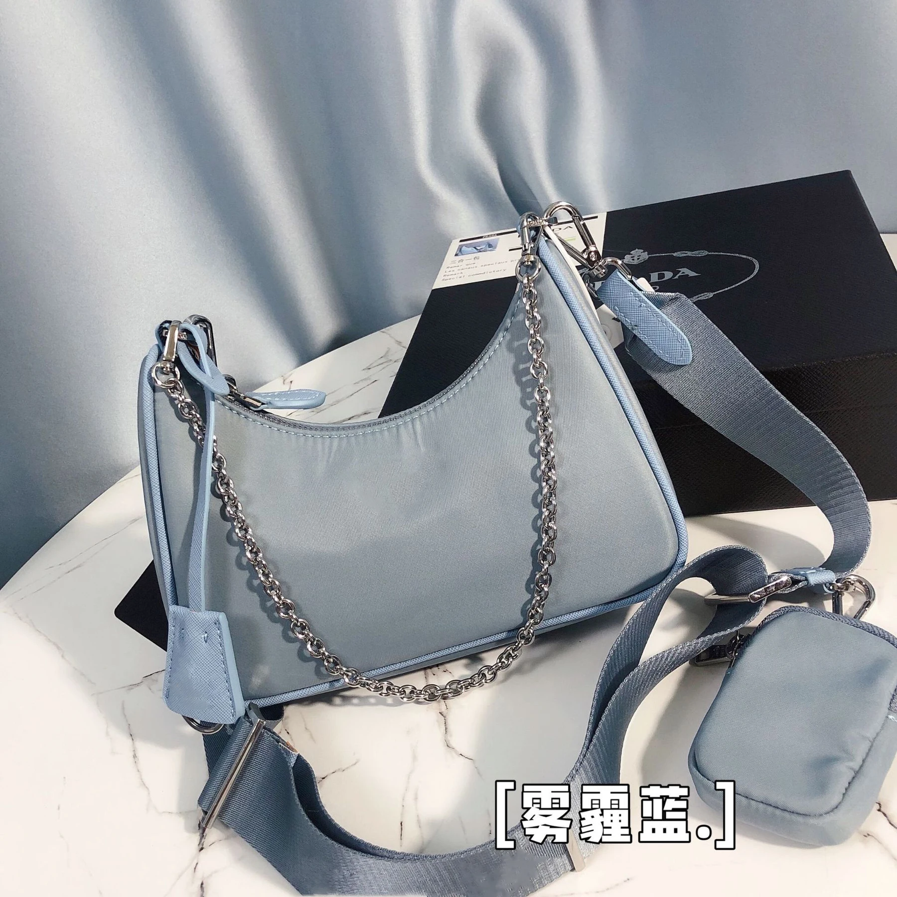 

Qingshan bolsa Hobo con cadena para madre, Bolso de lujo tres en uno para mujer, bolsa de tela con un hombro Diagonal