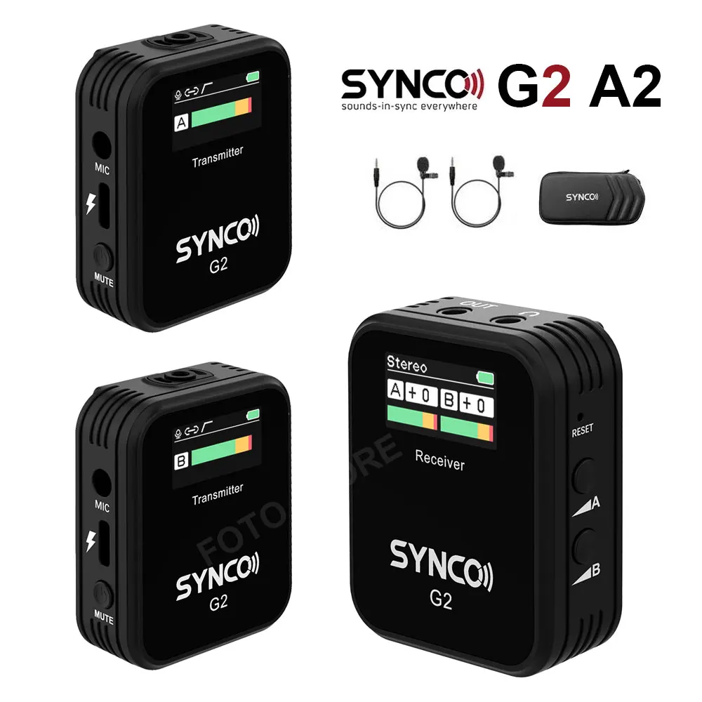 

Беспроводной петличный микрофон SYNCO G2 A2, система с лацканами для цифровых зеркальных камер, телефонов, интервью, прямой трансляции, G2A2