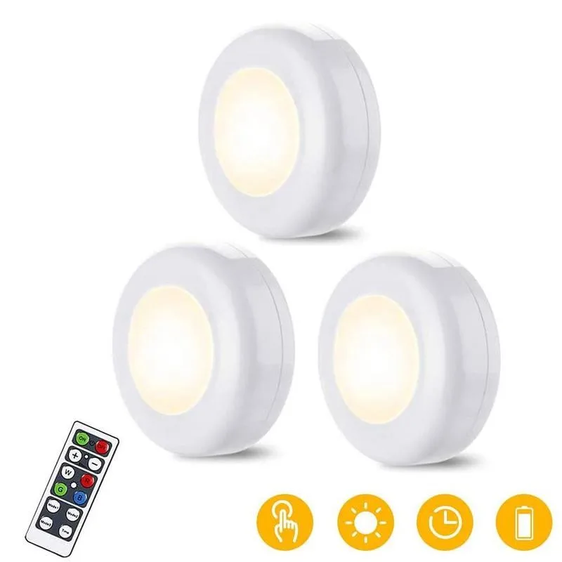 

LED Remote Control Closet Light Night Lamp Warm White Wardrobe Closet LED Under Lighting Lights Bedroom Stairs Puck Cabinet Q1E2