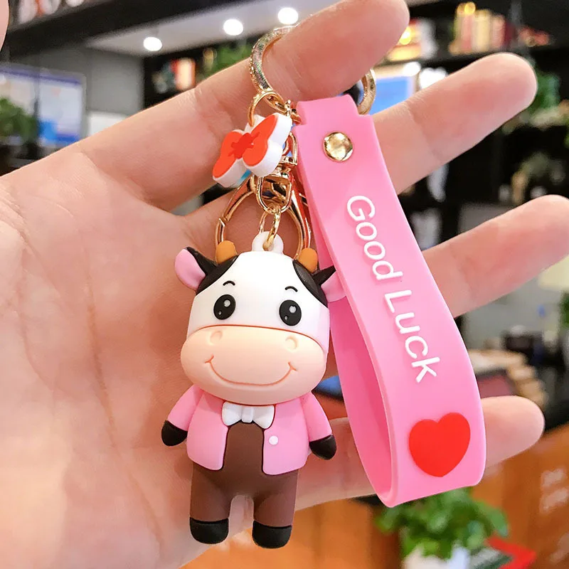 Модный брелок для ключей в виде семьи милой коровы с подвеской женщин